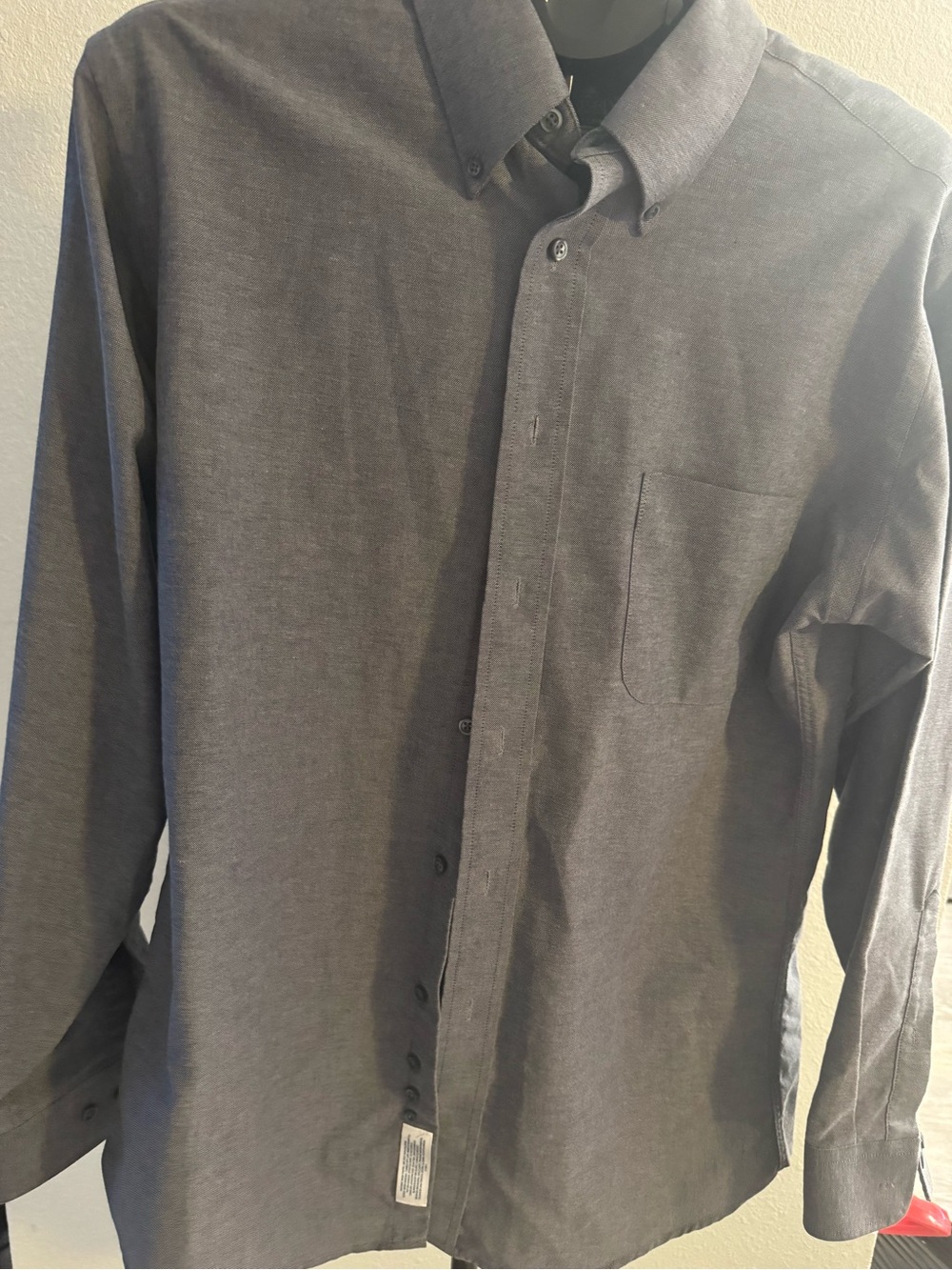 Stafford Men's Long Sleeve Gray Button-Down Dress Shirt